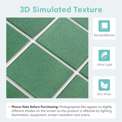 Commomy Matte 3D Peel and Stick Tile,10 Pcs 11.8"x11.8" Forest Green - color: Jungle Green