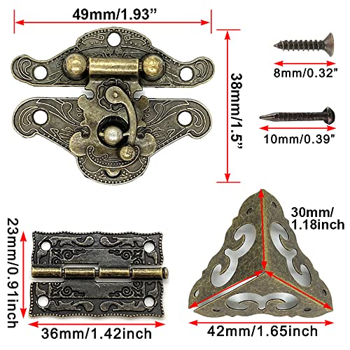 2 Set Retro Decorative Cabinet Jewelry Box Antique Latch Buckle, Hollow