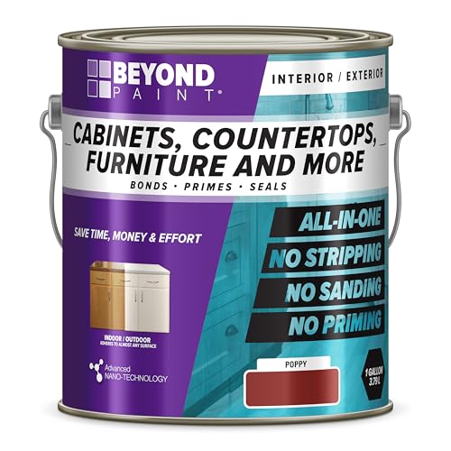 Beyond Paint BP21 Furniture, Cabinets and More All-in-One Refinishing Paint Gallon No Stripping, Sanding or Priming Needed, Poppy - color: Poppy