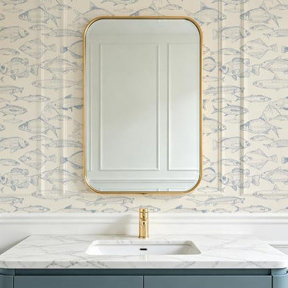 Peel and Stick Wallpaper, Light Blue Line Art Fish Pattern, 236in x 17.7in, Waterproof Vinyl, Removable Reusable, Eco-Friendly, for Bedroom Living Room Rental Apartment - color: Green03, size: 17.7" x 236.2"