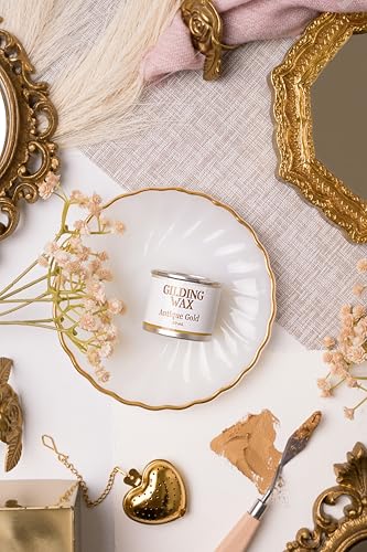 Dixie Belle Gilding Wax - Oil-Based Metallic Luxury Luster for Sheen, Shimmer on DIY Projects - Detail Enhancer for Furniture, Hardware, Wood - color: Antique Gold