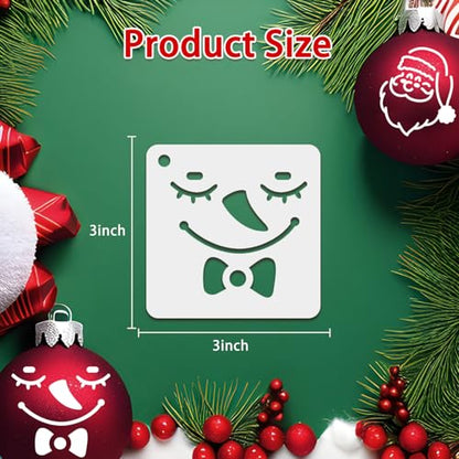 Augshy 56 Pack Christmas Snowman Face Stencils, Reusable 3 Inch - style: Snowman
