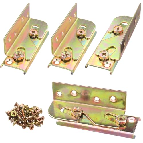 Bed Rail Bracket,Bed Frame Hardware Non-Mortise Bed Rail Fitting with Screw - size: 4 Sets