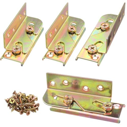 Bed Rail Bracket,Bed Frame Hardware Non-Mortise Bed Rail Fitting with Screw - size: 4 Sets