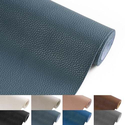 Faux Leather Fabric 55" W 1.15MM Thicken Marine Vinyl Fabric 1 Yard 36"x55" - color: Grey-blue, size: Pre-Cut 1 Yard