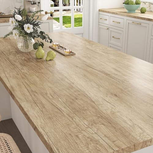 Decotalk 30"x120" Light Wood Contact Paper for Countertops -Oak Wood Countertop Contact Paper Woods Wallpaper Peel and Stick Woods Grain Cover Papers Waterproof Countertop Vinyl Wrap Light Timber Look - size: 30" x 120"