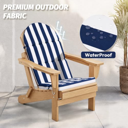 Adirondack Chair Cushion, 50x20 in Outdoor Rocking Seat Pad, 1 Pack - color: Navy Blue White Stripe, size: 1 pack