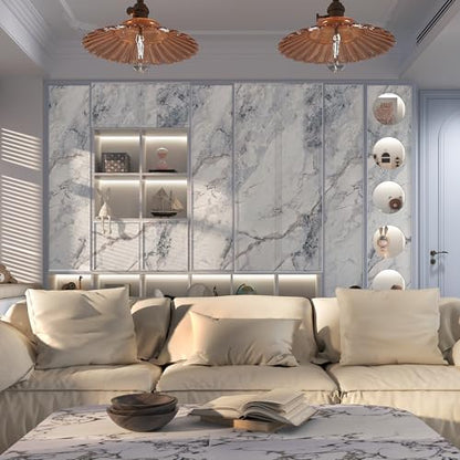 White Blue Marble Contact Paper kitchen Granite Laminate peel and stick Countertops Wallpaper16"x354"Removable Vinyl Wrap Shelf Liner Counter Top Pvc Sticker for Renter Wall bathroom bedroom Upcycling - color: Bule White Gold, size: 16" x 354"