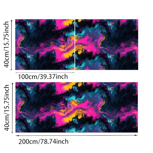 Wall Decal 78.7 x 15.7 in Neon Marble Peel and Stick Wall Sticker - color: colorful0900