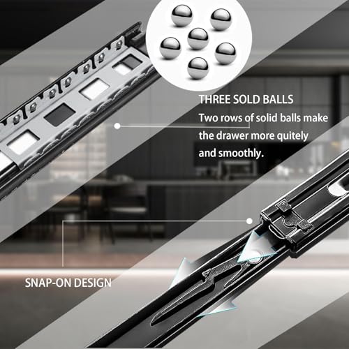 Full Extension Drawer Slides 12 Inch 1 Pairs Side Mount Metal Ball Bearing Drawer Slides Rails,10 12 14 16 18 20 22 Inch 100 LB Load Capacity Cabinet Wardrobe Slider Kitchen Glides - size: 12 Inch