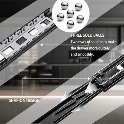Full Extension Drawer Slides 12 Inch 1 Pairs Side Mount Metal Ball Bearing Drawer Slides Rails,10 12 14 16 18 20 22 Inch 100 LB Load Capacity Cabinet Wardrobe Slider Kitchen Glides - size: 12 Inch