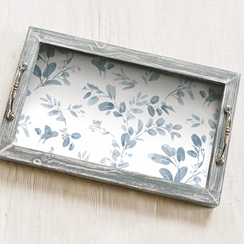 RoomMates Dancing Leaves Peel and Stick Wallpaper - color: Blue/White
