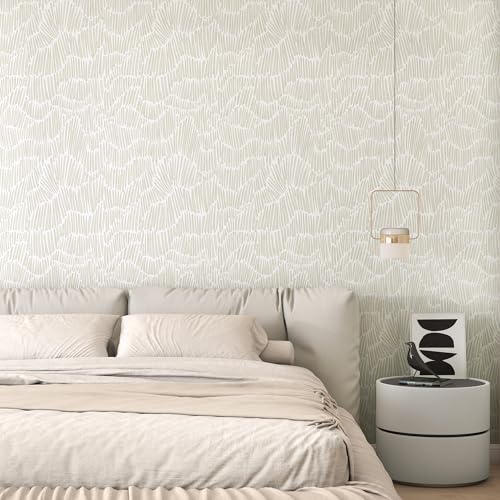 Theper Beige Peel and Stick Wallpaper Modern Contact Paper 17.3"×787" - color: Yellow, size: 17.3" x 787"