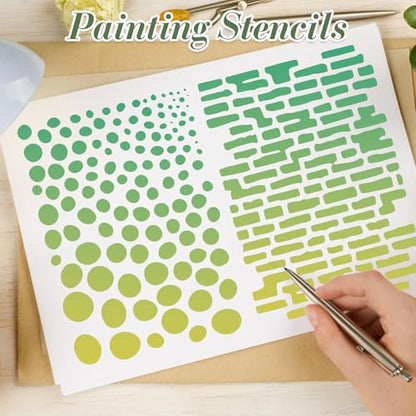 12Pcs Geometric Texture Stencils for Crafts Reusable(11.4X8.2 Inch) - color: Texture 6