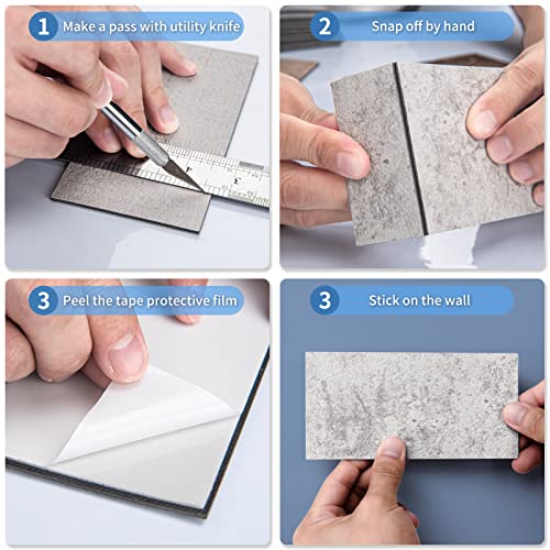 Art3d 102-Pack Peel and Stick Backsplash, Natural Stone White - color: Natural Stone White