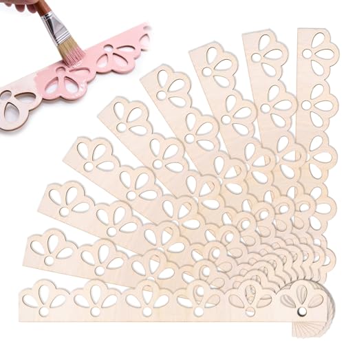 12 Pack Unfinished Scalloped Wood Trim, 15.7inch x 2.17 Inch