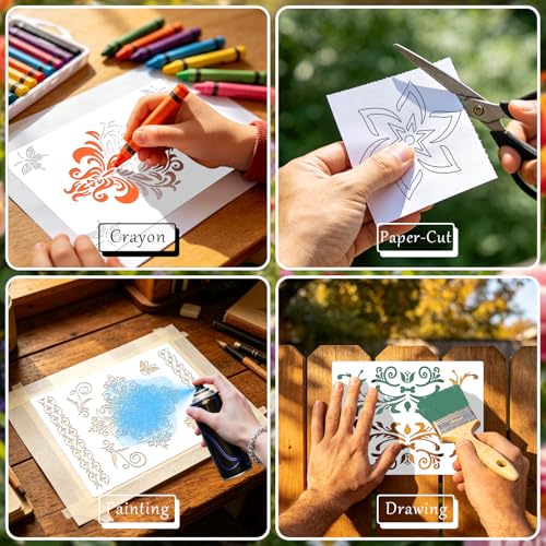 9Pcs Mandala Pattern Template Painting Stencil Drawing - style: Datura