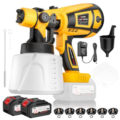 Paint Sprayer, 650W Cordless Electric Spray Paint Gun with 2x4.0Ah Battery