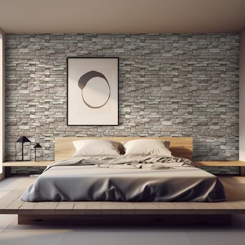 Yutianli 20PSC 3D Wall Panels Peel and Stick Faux Brick Wall Panels Self-Adhesive 3D Brick Wallpaper Foam Stone Wall Panel - color: rock, size: 20PCS