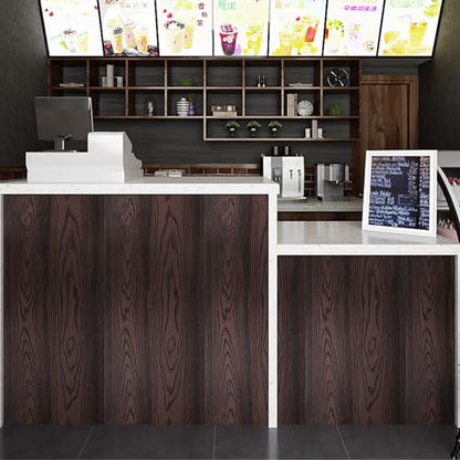 Livelynine 36 X197 Inch Black Brown Peel and Stick Countertops Wood Contact Paper Waterproof Kitchen Vinyl Wrap for Table Desk Cabinet Renter Friendly Countertop Cover Self Adhesive Counter Top Covers - color: Brown Wood, size: 36" x 197"