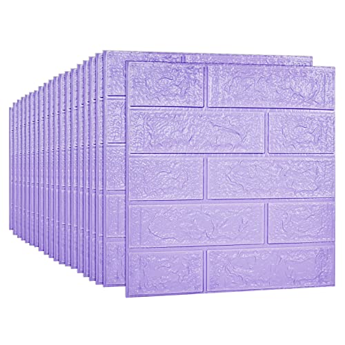 3D Wall Panels Peel and Stick, 29 Sq Ft Coverage, Faux Brick Purple - color: Purple, size: 29 Sq Ft Coverage