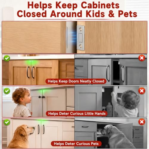 Cabinet Magnets for Closure, 4 Pack Ultra-Thin Cabinet Door Magnets