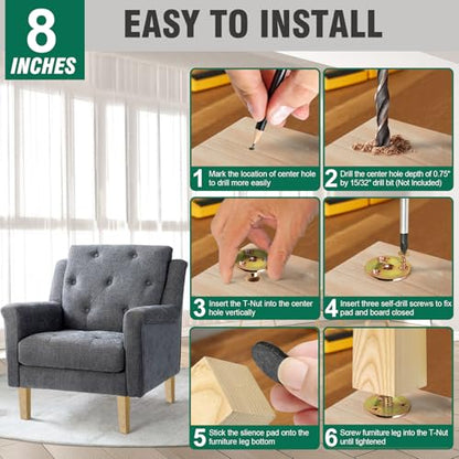 FoDau770 Square Furniture Legs 8 Inch, Ash Wood Legs with 5/16"-18 Bolts - size: 8 Inch