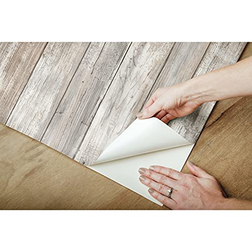 RoomMates Brown Weathered Planks Peel and Stick Wallpaper - color: Brown