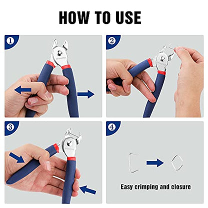 WORKPRO Hog Ring Pliers with 500 Pcs 3/4" Hog Rings - style: Flat Hog Ring Pliers Set