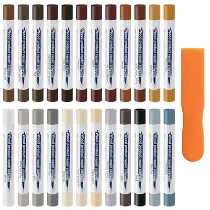 24P Wood Filler Stick, Wood Floor Furniture Repair Wax Sticks