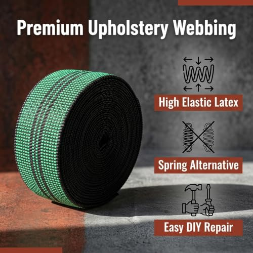 Upholstery Webbing Chair Couch Material Replacement,Elastic Webbing Latex Band,Furniture Repair DIY Elasbelt