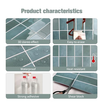 Alwayspon 12×12inch×10Pcs 2.5mm Thick Version Turquoise Marble Style 3D Vinyl Backsplash Tiles, Self-Adhesive Peel and Stick Wall Tile Stickers Stick on Subway Tiles for Kitchen Bathroom Wall - color: Turquoise