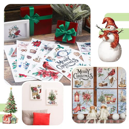 Lincia 10 Sheets Christmas Rub on Transfers for Crafts, Vintage Furniture - style: Vintage Furniture