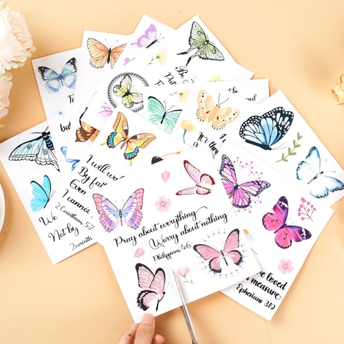 12 Pcs Bible Verses Rub-On Transfers for Furniture & Crafts - style: Bible Verses; Butterfly