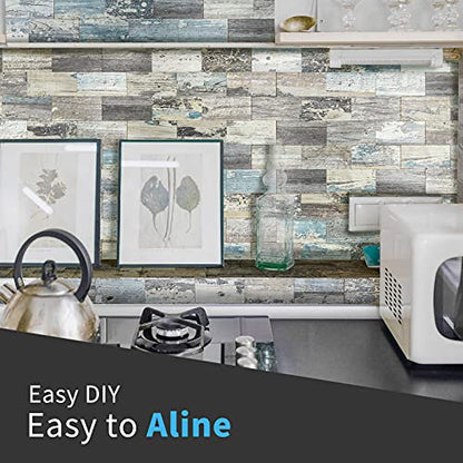 Art3d PVC Peel and Stick Backsplash Wall Tile, 10-Pack, Spruce Grey Rustic - color: Spruce-gray