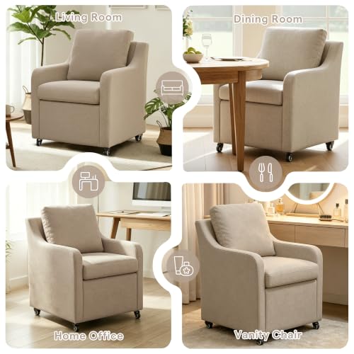 Dining Chairs with Wheels Set of 2 - color: Camel