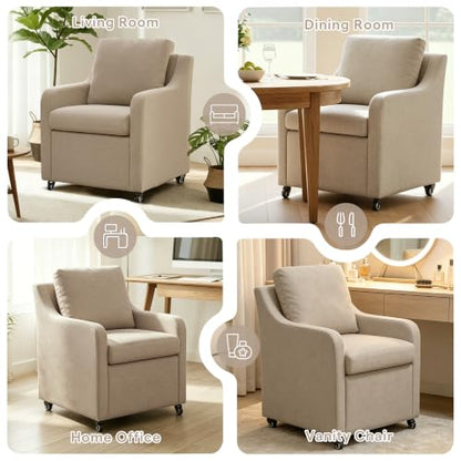 Dining Chairs with Wheels Set of 2 - color: Camel