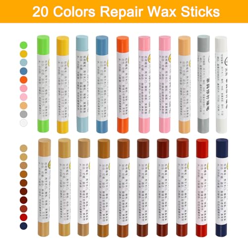 uxcell 20Pcs Wood Filler Stick Color Series Furniture Repair Wax Crayon Kit - color: Color Series