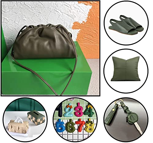 Picheng Smooth Faux Leather Sheets: 13.8"X53" Solid Soft Faux Leather Roll - color: Olive Green