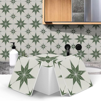 Alwayspon 12 Sheet 6x6inch 3D Thicken Foaming Board Vinyl Backsplash Marble Tiles, Self-Adhesive Peel and Stick Wall Tile Stickers Stick on Subway Tiles for Kitchen Bathroom Wall, Beige Green - color: Beige Green 1