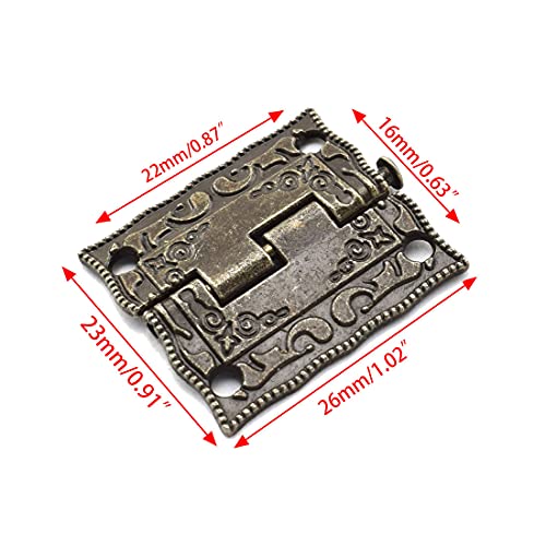 Antique Bronze Decorative Hinges Pattern Carved Design - color: 26 x 23 mm
