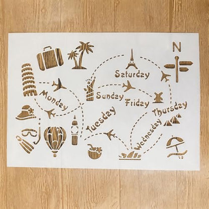 TIAMECH A4 Reusable World Travel Landmark Stencil for Painting - color: World Travel Landmark