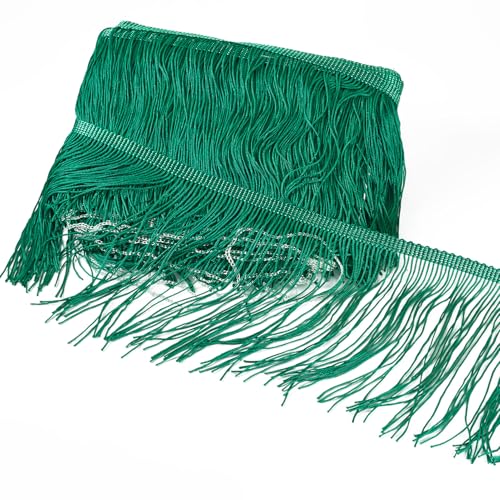 10 Yards 6 Inches Fringe Trim Tassel, Beadthoven Fringe Trim Long Tassel Ribbon Polyester Lace Ribbons for Sewing Clothing Dress Cushions Pillow Curtain Home Decorations DIY Crafts Green - color: Green, size: 6 Inches (150mm)