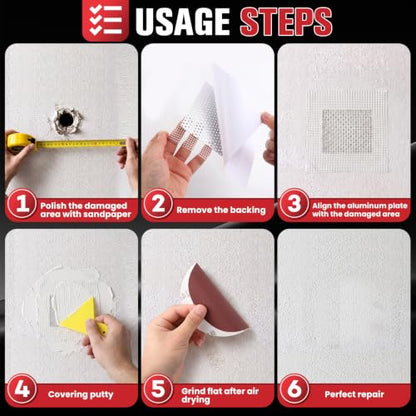 Drywall Repair Kit 30 Pack, 2/4/6/8 inch Drywall Repairs Patch, Dry Wall Patch with Scraper and Sandpaper for Drywall Repair Patch Kit - size: 30