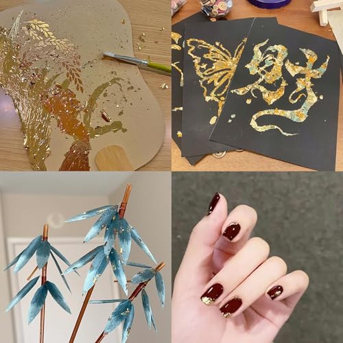 KINNO Gold Leaf Sheets 12 Colors 120 PCS Foil Papers, 3.15 by 3.35 Inches - color: 12 colors 120 sheets