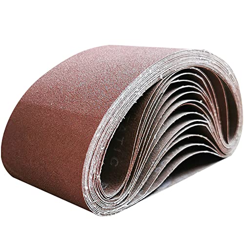 4x24 4 x 24 Sanding Belt Pack 4-Inch x 24-Inch,12 Pcs(4 Each of 80 120 150 Grits) Aluminum Oxide for Sander - size: 4x24in