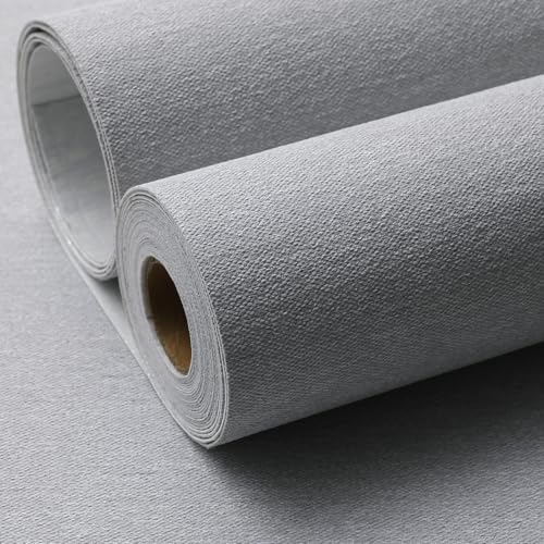 SHUFA Gray Cotton-Like Textured Grasscloth Wallpaper Matte Thick Real Woven Fabric Peel and Stick Contact Paper Removable Self Adhesive Washable (16.5"x78.7") A1s - color: Gray, size: 16.5"x78.7"
