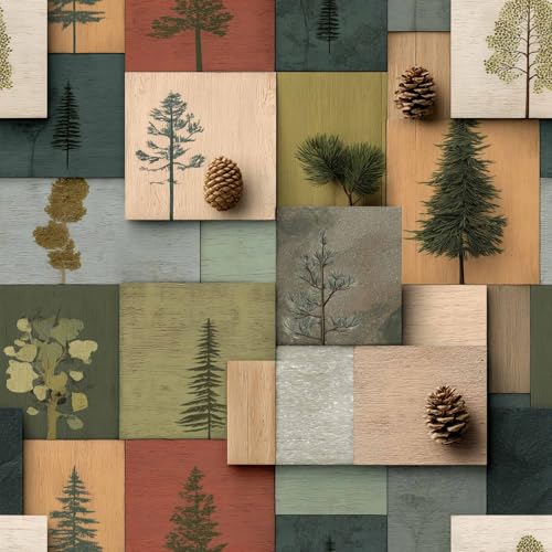 Modern Rustic Pine Tree Wallpaper, Wood Peel and Stick Wallpaper - size: 17.7" x 236"