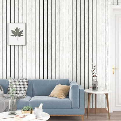 Light Grey Wood Slat Wall Panelling PVC Wall Panels Peel and Stick - color: Light Gray