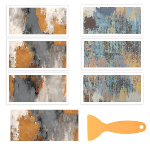 BEUNITONE Textured Floral Removable Wall Decals, 6 Pack Peel and Stick Transfers for Furniture, Cabinet, Wall Accents, Vintage Style Decor